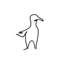 One continuous line gull or seagull flies design vector