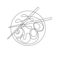 One continuous line noodle vector design