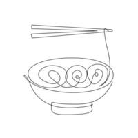 One continuous line noodle vector design