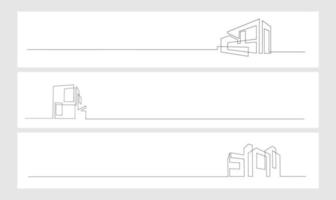 set Continuous one line drawing Modern house logo vector