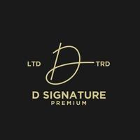 Signature letter D hand write logo design vector