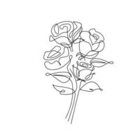 rosa flor una línea continua ilustración vectorial vector