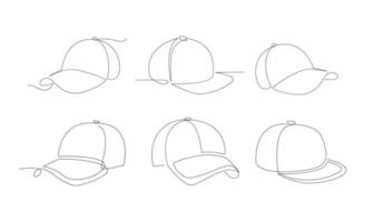 set hat cap one line drawing vector design