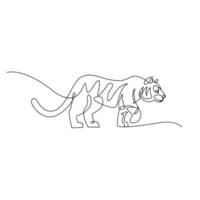 diseño de vector de dibujo de una línea continua de tigre