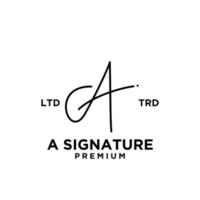 Signature letter A hand write logo design vector