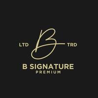 Signature letter B hand write logo design vector
