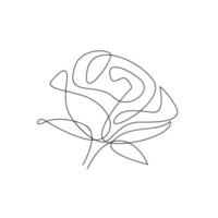 Rose flower one continuous line vector illustration