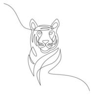 diseño de vector de dibujo de una línea continua de tigre