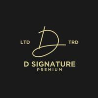 Signature letter D hand write logo design vector