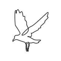 One continuous line gull or seagull flies design vector