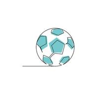 diseño de vector de pelota de fútbol de ilustración de línea continua