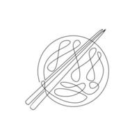 One continuous line noodle vector design