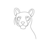 diseño de vector de dibujo de una línea continua de tigre