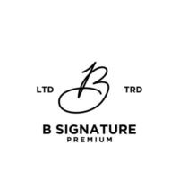 Signature letter B hand write logo design vector