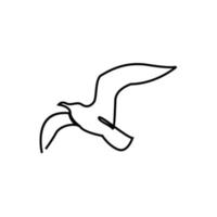 One continuous line gull or seagull flies design vector