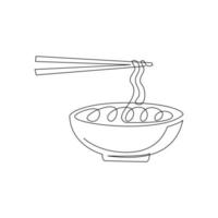 One continuous line noodle vector design