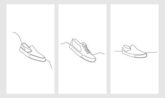 conjunto de zapatillas de deporte de dibujo de línea continua de vector