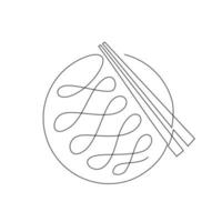 One continuous line noodle vector design