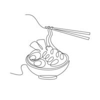 One continuous line noodle vector design