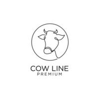 Cow farm line mono single drawing logo icon design vector