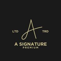 Signature letter A hand write logo design vector