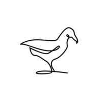 One continuous line gull or seagull flies design vector