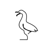 One continuous line gull or seagull flies design vector