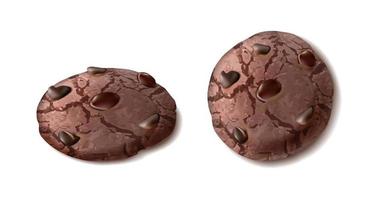 Icono de vector realista 3D. galletas de mantequilla con chispas de chocolate. aislado sobre fondo blanco.