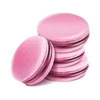 3d realistic vector icon. Strawberry macaroons in stack for emblem or menu. Isolated.