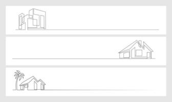 set Continuous one line drawing Modern house logo vector