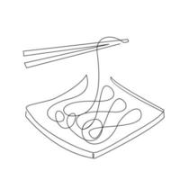 One continuous line noodle vector design