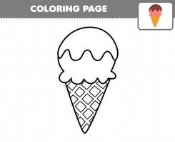 juego educativo para niños página para colorear comida de dibujos animados helado vector