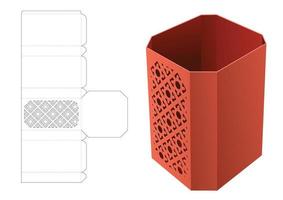 caja de esquina biselada con plantilla troquelada de patrón estarcido y maqueta 3d vector