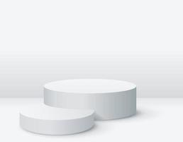 Mockup 2 cylindrical podiums for product presentation on white color background vector