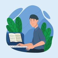 pianista de personaje de dibujos animados vector