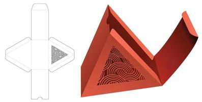 caja de regalo triangular con plantilla troquelada curva estarcida y maqueta 3d vector