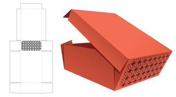 caja de panadería plegable con plantilla troquelada de patrón estarcido y maqueta 3d vector