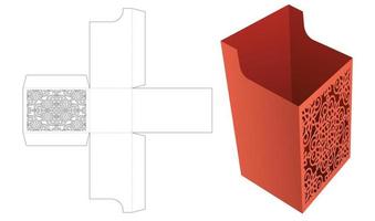 caja de papelería de cartón con plantilla troquelada de flora estampada y maqueta 3d vector