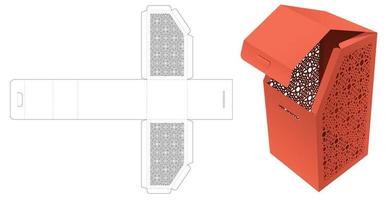 caja biselada superior con plantilla troquelada de patrón estarcido y maqueta 3d vector