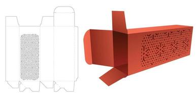 caja larga con plantilla troquelada de ventana estampada y maqueta 3d vector