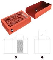 Tray and stenciled pattern cover die cut template and 3D mockup vector