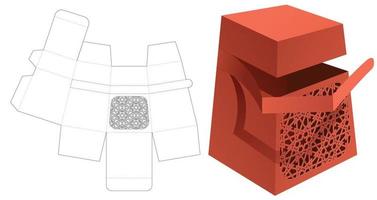 caja de cartón de obelisco con cremallera con plantilla troquelada con patrón estampado y maqueta 3d vector