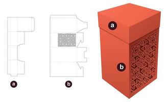 caja de embalaje y tapa con plantilla troquelada con patrón estampado y maqueta 3d vector