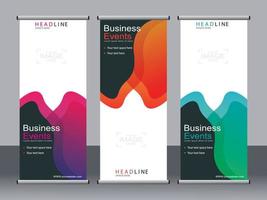 Business banner roll up set standee banner template. vector