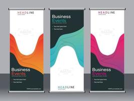 Business banner roll up set standee banner template. vector