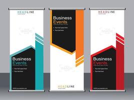 Business banner roll up set standee banner template. vector