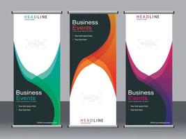 Business banner roll up set standee banner template. vector