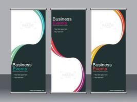 Business banner roll up set standee banner template. vector