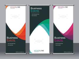 Business banner roll up set standee banner template. vector