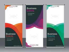 Business banner roll up set standee banner template. vector